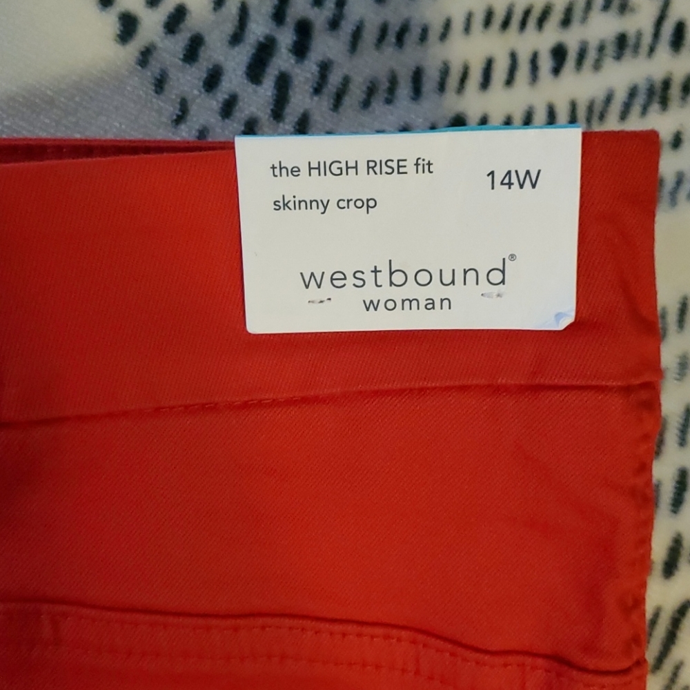Westbound Red skinny crop pants Woman's Size 14W - Picture 4 of 12